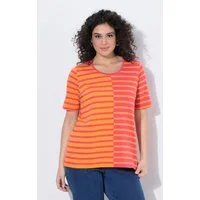 Ulla Popken T-Shirt T-Shirt Streifen Classic Rundhals Halbarm Modalmix