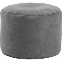 mokebo Pouf Der Ruhepouf (rund und aus Webstoff), Made in Germany, Sitzhocker, Bodenkissen, Fußhocker in Grau