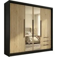 A&J MöbelLand GmbH Drehtürenschrank VIVO mit integrierten Schubladen (Geräumiger vier¬türiger Kleiderschrank mit Schubladen und Metallgriffen. Geräumiger Schrank mit einer Breite von 200 cm und Schubladen, ideal zur Aufbewahrung von Kleidung und Acce