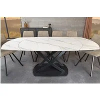 riess-ambiente Esstisch INCEPTION 130-190cm anthrazit – oval, Keramik, Marmor-Design, Metall (Einzelartikel, 1-St), ausziehbare Platte für 6–8 Personen – ideal für Esszimmer oder Küche