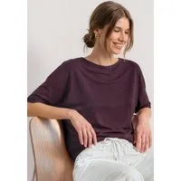 STREET ONE Rundhalsshirt Sommershirt mit Boat Neck und Elastikbund