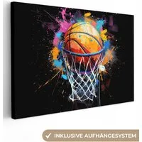 OneMillionCanvasses® Leinwandbild Graffiti - Sport - Basketball, Fotodruck (1 St), Leinwand Bilder Klein, Wand Dekoration Aesthetic 30x20 cm