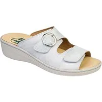 Franken-Schuhe Artikel: 3040-F1 Farbe: silber Damen Pantolette (Weite H, echt Leder) lose Einlage