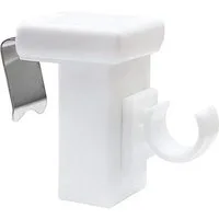 dekondo Klemmhalter für Gardinenstangen Fensterhaken/Dekohaken zum Einlegen von Gardinenstangen, weiß, für einen Klemmbereich (Rahmenstärke des Fensters/Fensterdicke) von 10-27 mm, (10-St), oben oder seitlich am Fenster zu befestigen