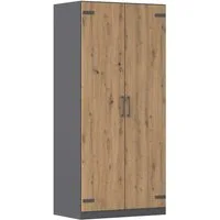 rauch Drehtürenschrank Kleiderschrank Jugendzimmer Kinderzimmer Stauraum Holmes Breite 91/Höhe 197/Tiefe 54cm - Industrial Style - MADE IN GERMANY