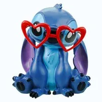Disney Gartenfigur Stitch mit Herz Brille Wetterfeste Disney Dekofigur Polyresin 20 cm