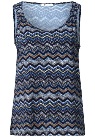 Street One - Top mit V-Neck und Knotendetail - Gr. - 38