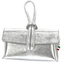 FLORENCE Umhängetasche Florence Clutch Echtleder Tasche silber (Abendtasche), Damen Abendtasche, Umhängetasche Leder, silber ca. 23cm x 13cm hoch