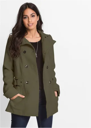 bonprix Kurzmantel Petite, grün, Gr.36, Modischer Kurzmantel mit hohem Kragen und doppelreihigen Knöpfen in Petite-Größe.