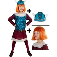 Maskworld Kostüm Wickie Kostüm für Kinder mit Perücke & Helm, Komplettkostüm mit Perücke und Helm des schlauen Wikingerjungen