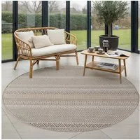 Carpettex Outdoorteppich Ethno- und Tribal-Teppiche, Rund, Höhe: 5 mm, Outdoor Teppich Wetterfest Modern Design Wohnzimmer Küchen Terrasse