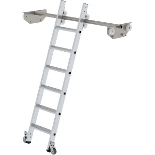 Munk Stufen-Regalleiter fahrbar für Doppelregal - 044606