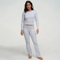 cfab (creamy fabrics) Loungehose Cotton Flared Bootcut Leggings-Arctic Ice-L (1-tlg)
