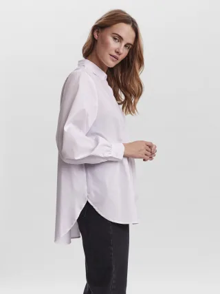 VERO MODA - VMELLA L/S BASIC SHIRT NOOS bright white - Gr. - S
