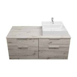 Burgbad Keramik Waschtisch-Set Eqio Eiche Dekor Silber/Alpinweiss, SGUS140RF6015C0001 SGUS140RF6015C0001