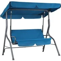 Casaria Hollywoodschaukel, 1 tlg., 2 Sitzer wetterfest Atlantik Blau 200kg Belastbar Rückenlehne Garten