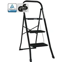 TRUTZHOLM Klapptritt Trittleiter 3-stufig klappbar TÜV/GS 150 kg Anti-Rutsch in schwarz