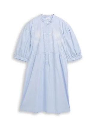 Tom Tailor - Loose Fit Kleid mit Blumen-Stickerei kentucky blue - Gr. - 38