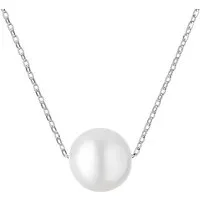 Gaura Pearls Kette mit Anhänger Silberkette mit Perlenanhänger weiß 8-9 mm, 41 cm, 925er rhodiniertes Silber
