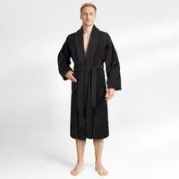 HAMMETEX Herrenbademantel hergestellt aus 100% Baumwolle – 380 g/m² Frottee, mit Taschen, Langform, Baumwolle, Schalkragen, Gürtel, saugfähig & Weich