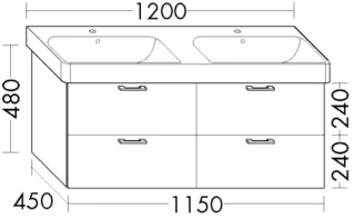 Burgbad Waschtischunterschrank Sys30 PG4 Sana 480x1150x450 Dunkelgrau Ultramatt, WWIV115F5771 WWIV115F5771
