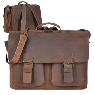 Aktentasche Leder 42x31cm 3 Fächer und Rückengurte "Classic Satchel" ranger braun 2258-73 Ruitertassen