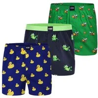 HAPPY SHORTS Boxer Funny Motives - hochwertige Shorts mit verschiedenen Motiven (3-St) American Boxershorts - breiter Komfortbund - witzig, bunt und bequem