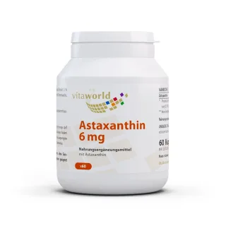 Vitaworld Astaxanthin | 60 Kapseln | 100 % natürliches Astaxanthin | vegan | gluten- und laktosefrei 6 mg