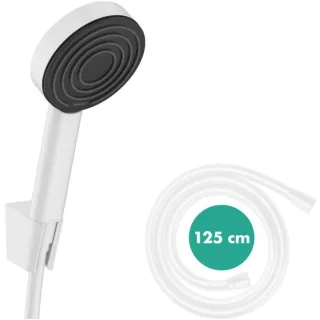 hansgrohe Pulsify S Brausehalterset 24301700 mit Brauseschlauch 125cm, mattweiß, 1jet