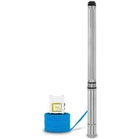 EBERTH Tiefbrunnenpumpe 4" aus rostfreiem Edelstahl Elektrisch 2200W Durchmesser Pumpe 4 Zoll (Anschlussgewinde 1 1/2 Zoll), Stromkabel 20m, Förderhöhe max. 112m, mit Schmutzsieb