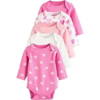Next Langarmbody Langärmelige Babybodys 100 % Baumwolle, 5 Stk. (5-tlg)