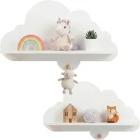 COSTWAY Kinderregal, 2-tlg., Schweberegal im Wolkenform aus Massivholz, mit Haken