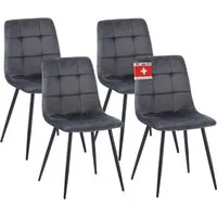 Albatros International Esszimmerstuhl Esszimmer Stühle 4 er Set BORA, Stuhl Stühle Esszimmerstühle, Küche (4er Set, Anthrazit Samt Bezug), Küchenstuhl Küchenstühle Essstühle für den Esstisch Ess Stühle