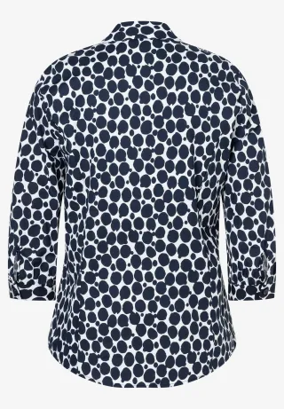 MORE & MORE - Hemdbluse mit Tupfenprint blau - Gr. - 40