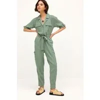 Next Jumpsuit Cargo-Jumpsuit aus Leinengemisch, Petite (1-tlg)