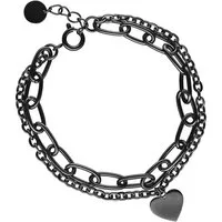 Wildcat Armband Chunky Heart Armband - Schwarz, Chirurgenstahl 316L - wasserfest, langlebig, hautverträglich