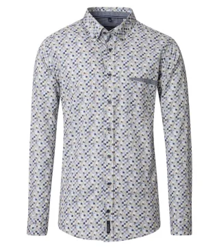 CASAMODA - Casual Fit: Freizeithemd blau/braun/grün - Gr. - XXL