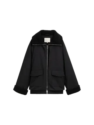 Denim Tom Tailor - Hybrid Teddy Jacke deep black - Gr. - XS