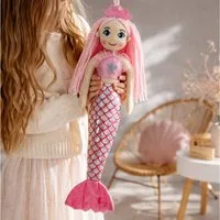 Sweety-Toys Meerjungfrauenpuppe Stoffpuppe Meerjungfrau pink 45 cm – weiche Kinderpuppe
