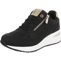 Ital-Design Damen Sneaker mit Reißverschluss und Plateau-Sohle Sneaker (91895965) Keilabsatz/Wedge Sneakers Low in Schwarz