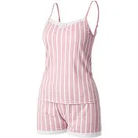 fashionshowcase Pyjama Damen Sommer Schlafanzug kurz Spaghettiträger Set Baumwolle (Hausanzug, 2-teiliges Set) atmungsaktiv, weich, hautfreundlich