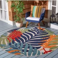Sanat Teppich Floral Outdoor, rund, Höhe: 6 mm, In- und Outdoor geeignet, florales Design, Balkon, Terasse