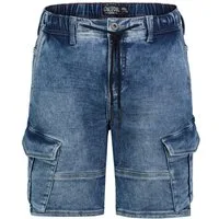 SUBLEVEL Jeansshorts Cargo- mit elastischem Bund und Kordelzug (1-tlg) Cargo Bermuda