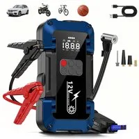 AeroAxis 4000A 12V Starthilfe Powerbank mit 150PSI Kompressor & Smart-Klemmen Autobatterie-Ladegerät (Set, 26800mAh Starthilfe Powerbank Für Bis Zu 10,0L Benzin oder 8,0L Diesel, Starthilfe Auto mit LCD Bildschirm und 500 Lumen Notlicht)