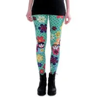 cosey Leggings Festival Leggings mit buntem Allover-Print, 2 Größen (XS–S & M–L) (36/M bis 40/L) Matrjoschka