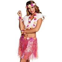 Boland Hawaii-Kostüm Strandkostüm Hawaii pink-orange, Hula-Rock mit Kunstblumen - Südsee-Feeling pur!