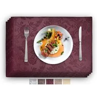 Vivi Idee Platzset Geprägte luxuriöse Tischsets Tischmatte Kunstleder, abwischbar, wasserdicht, Anti-Rutsch, beidseitig, 46 x 31 cm, 4er Set