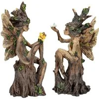 Figuren Shop GmbH Fantasy-Figur Waldfeen Figur 2er Set - Woodland Beauty - Fantasy Dekofigur Elfe Deko