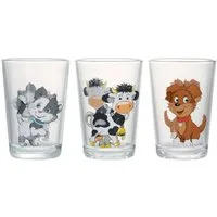 Ritzenhoff & Breker Kinderbecher Hoftiere Kindergläser 205 ml 3er Set, 3-tlg., Glas