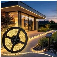 Spetebo LED Stripe Outdoor Solar Lichtstreifen selbstklebend, 120-flammig,Solar LED Stripe selbstklebend warm weiß 200 cm für Außen